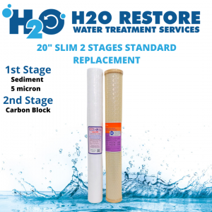 2 Stages Replacement Water Filter Standard Package 1 Micron Sediment Filter / CTO Size 20" x 2.75" Water Filter for Home Water Filter / Water Station Filter Maintenance / Laundry Filter Replacement
