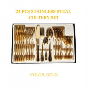 24 pcs Stainless Steel Cutlery Set - Gold
